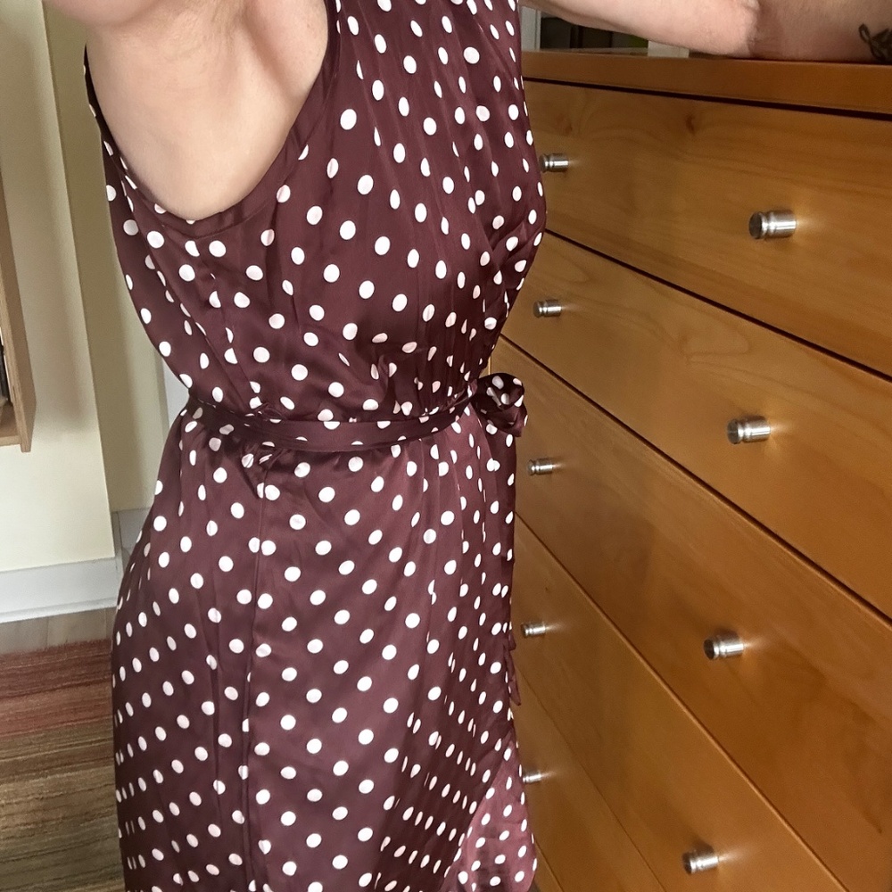 Brown & White Pokadot Dress  – Flowy & Feminine – Size Small NWT